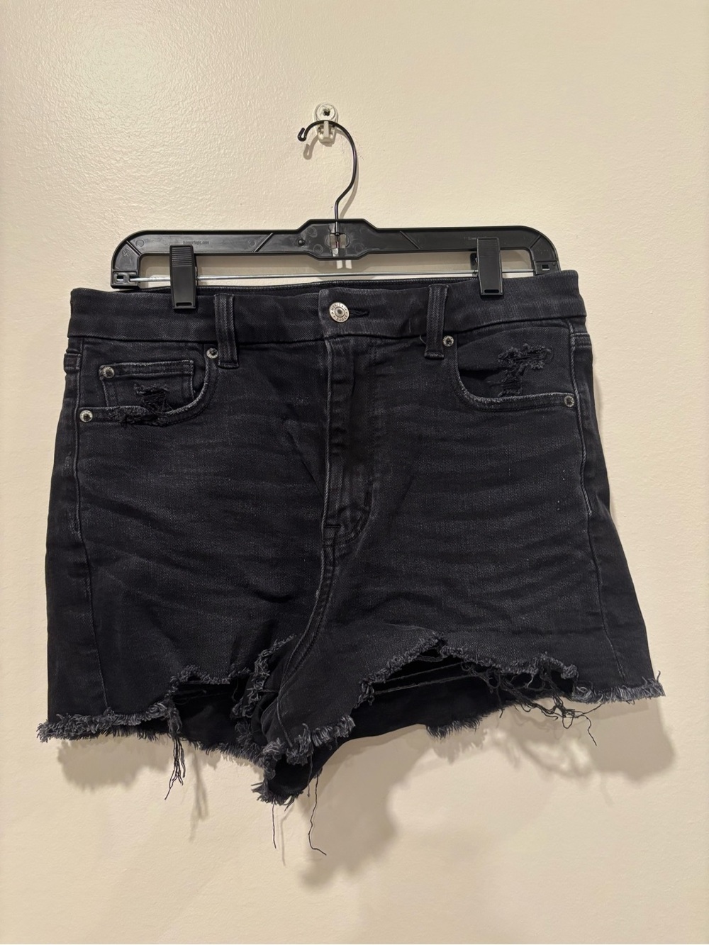 Black Distressed Denim Women's Shorts